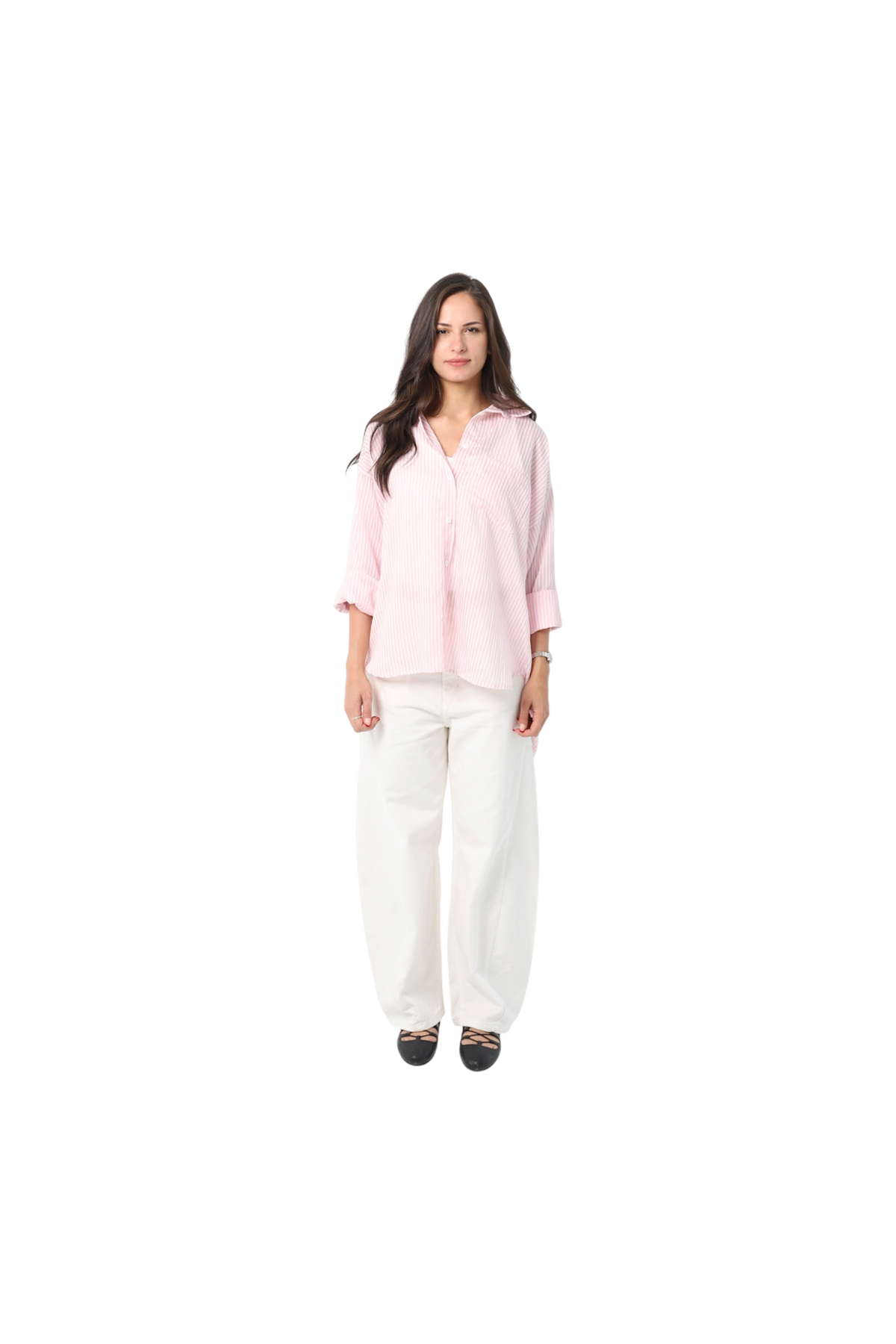 Oversize Striped Sheer Shirt
