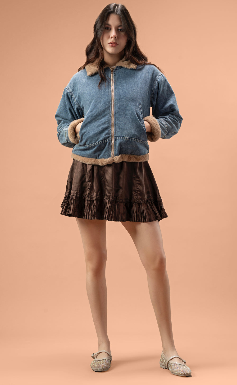 Denim jacket x soft fur