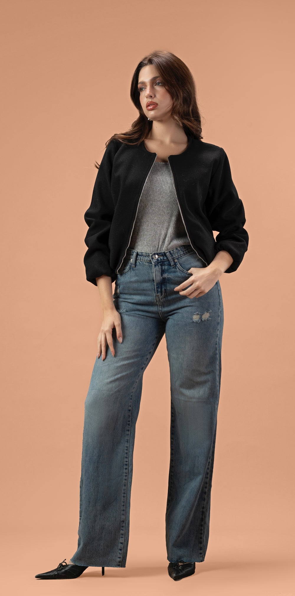 Broad cloth short jacket