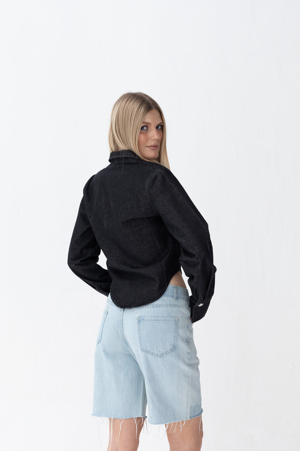 Denim Front Cut Blouse