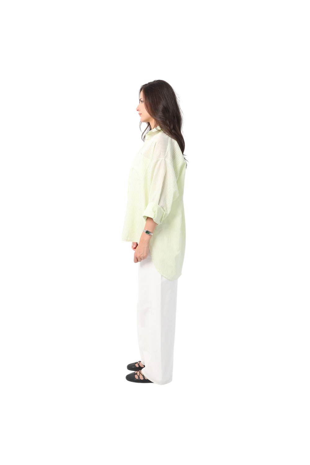 Oversize Striped Sheer Shirt