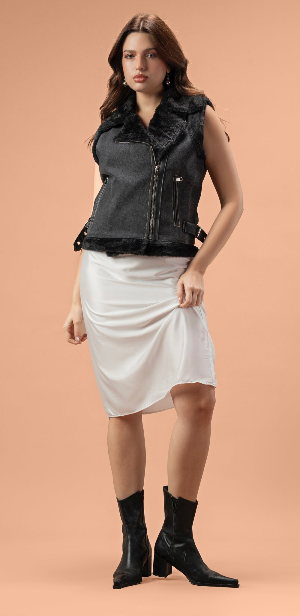 Denim Vest x Soft Fur