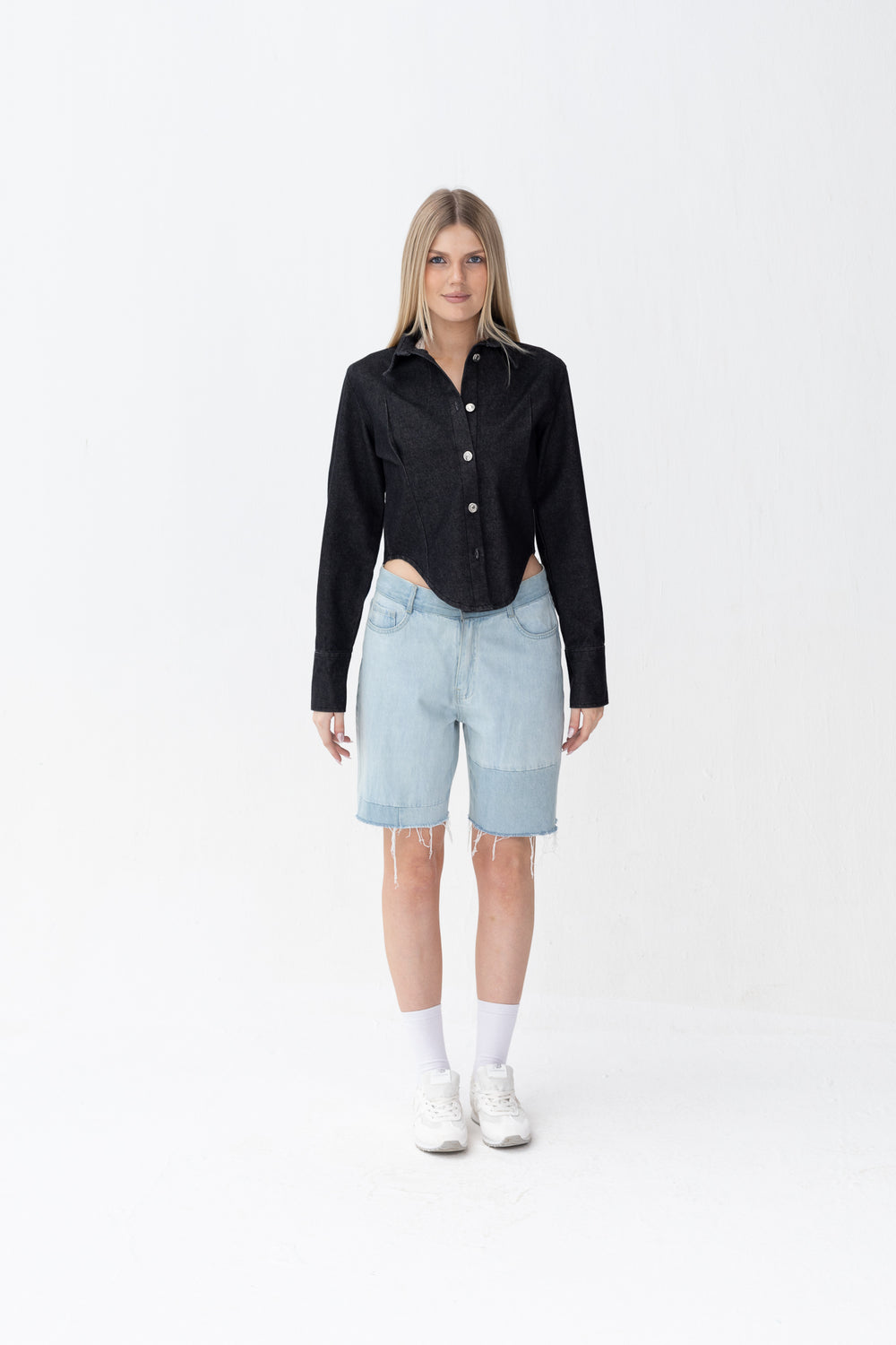 Denim Front Cut Blouse