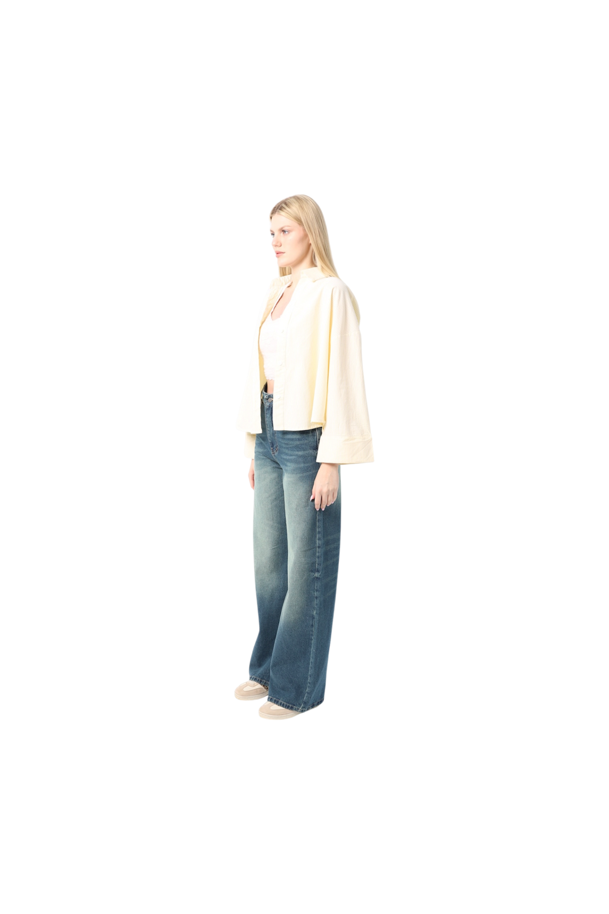 Subtle striped blouse with back bleats