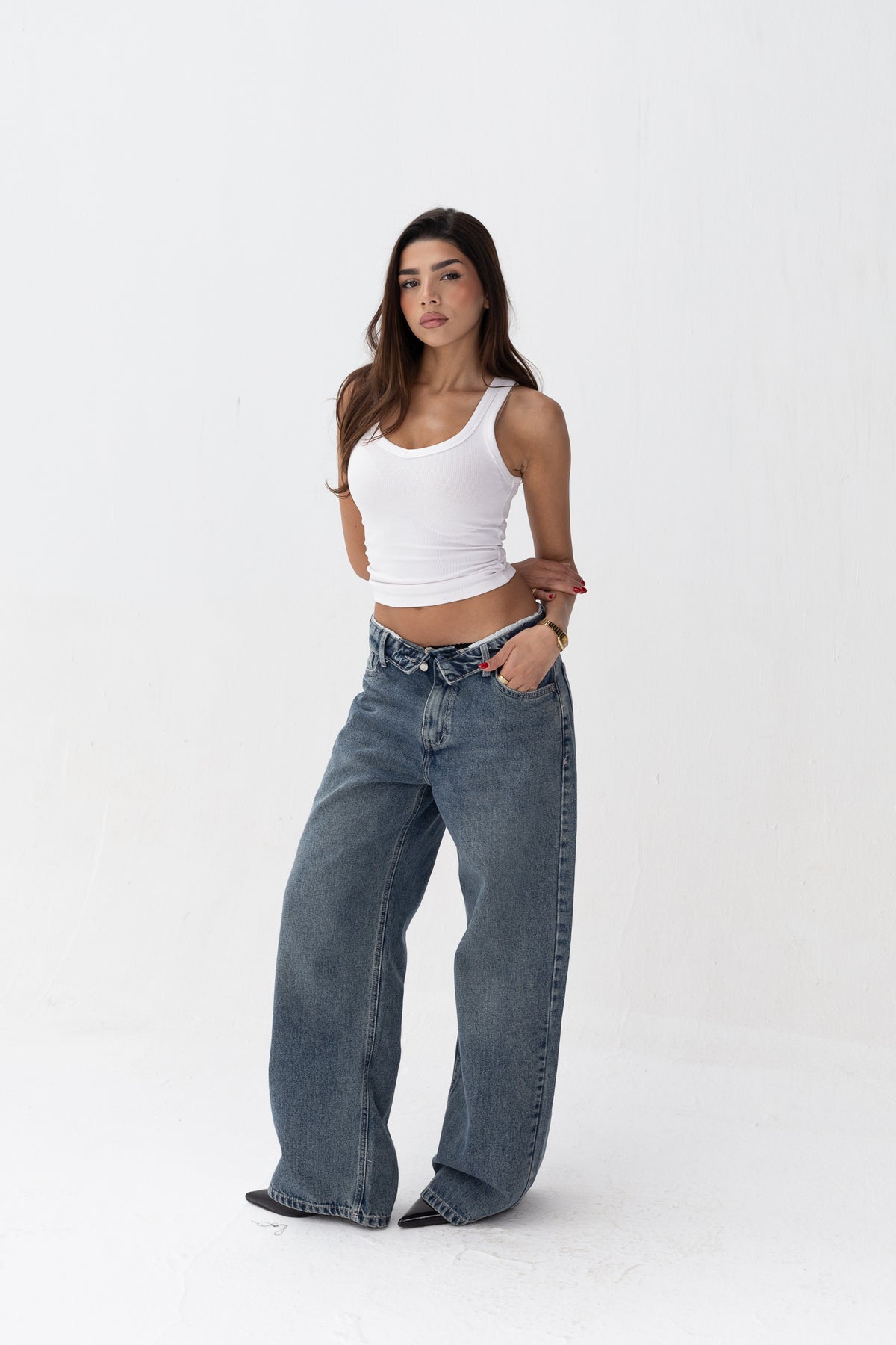 Invented Vintage Blue WaistBand Denim Jeans