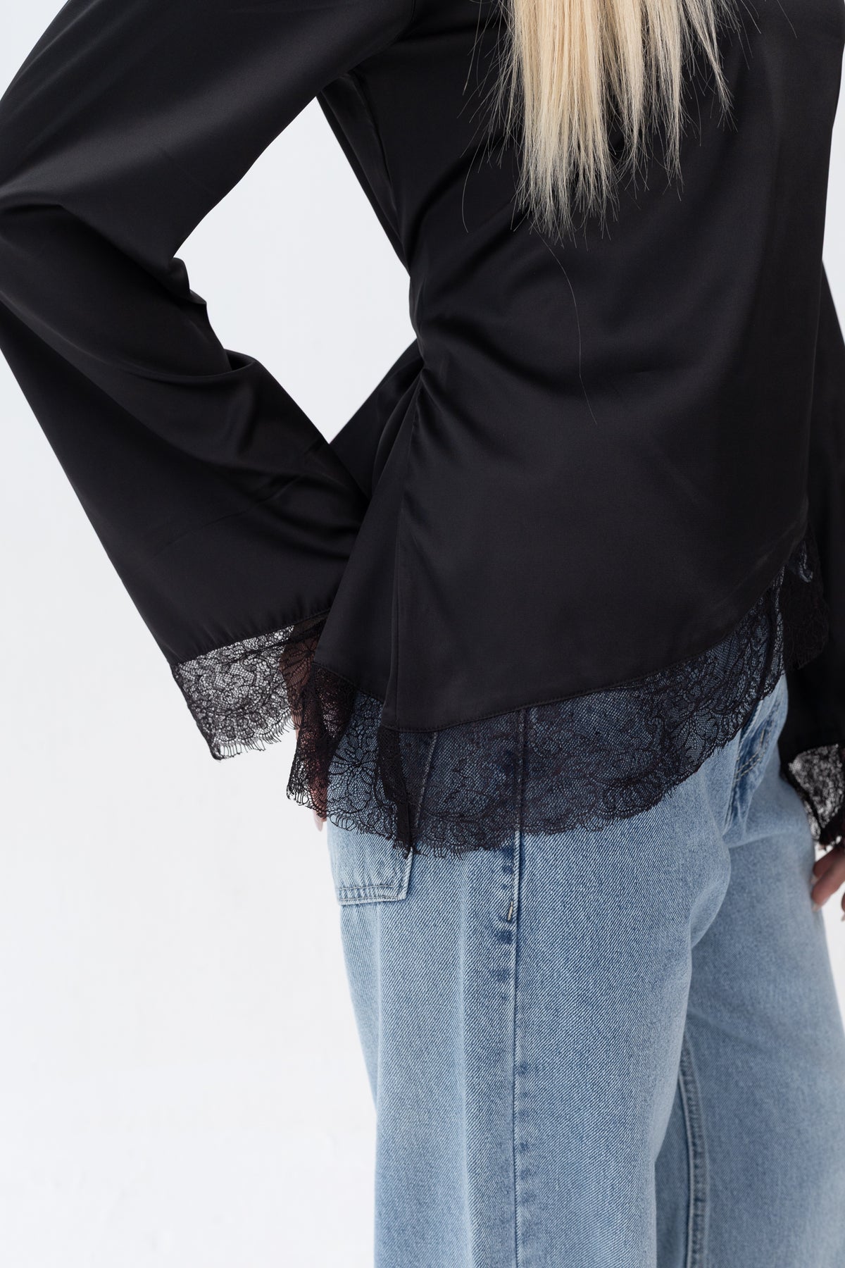 Blouse Satin With Lace