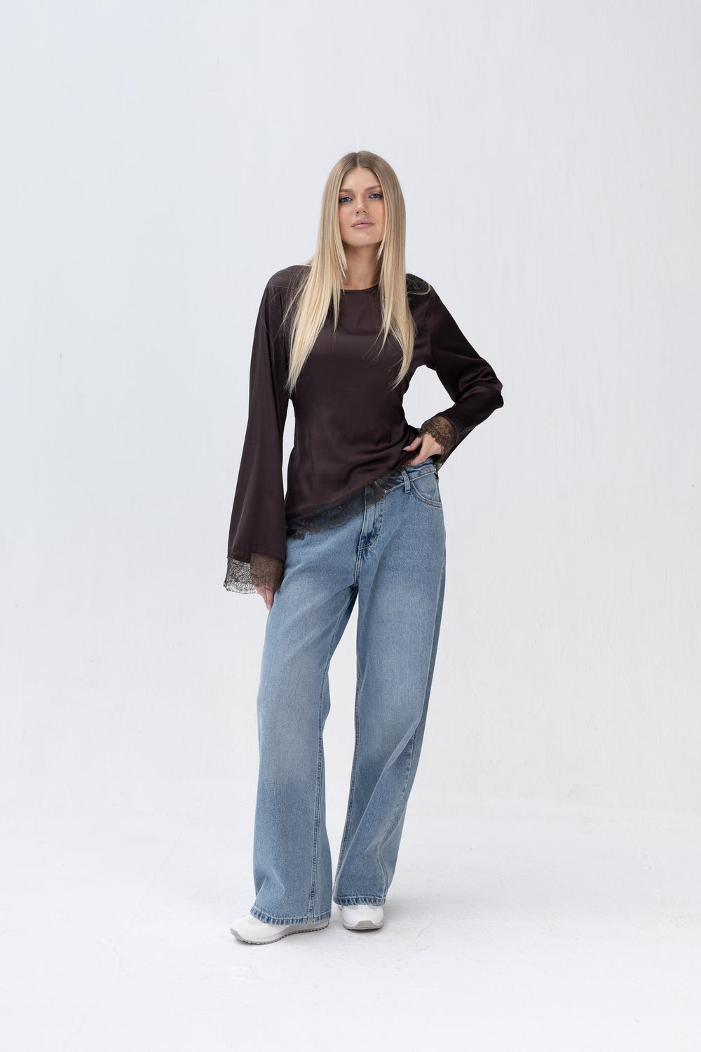 Blouse Satin With Lace