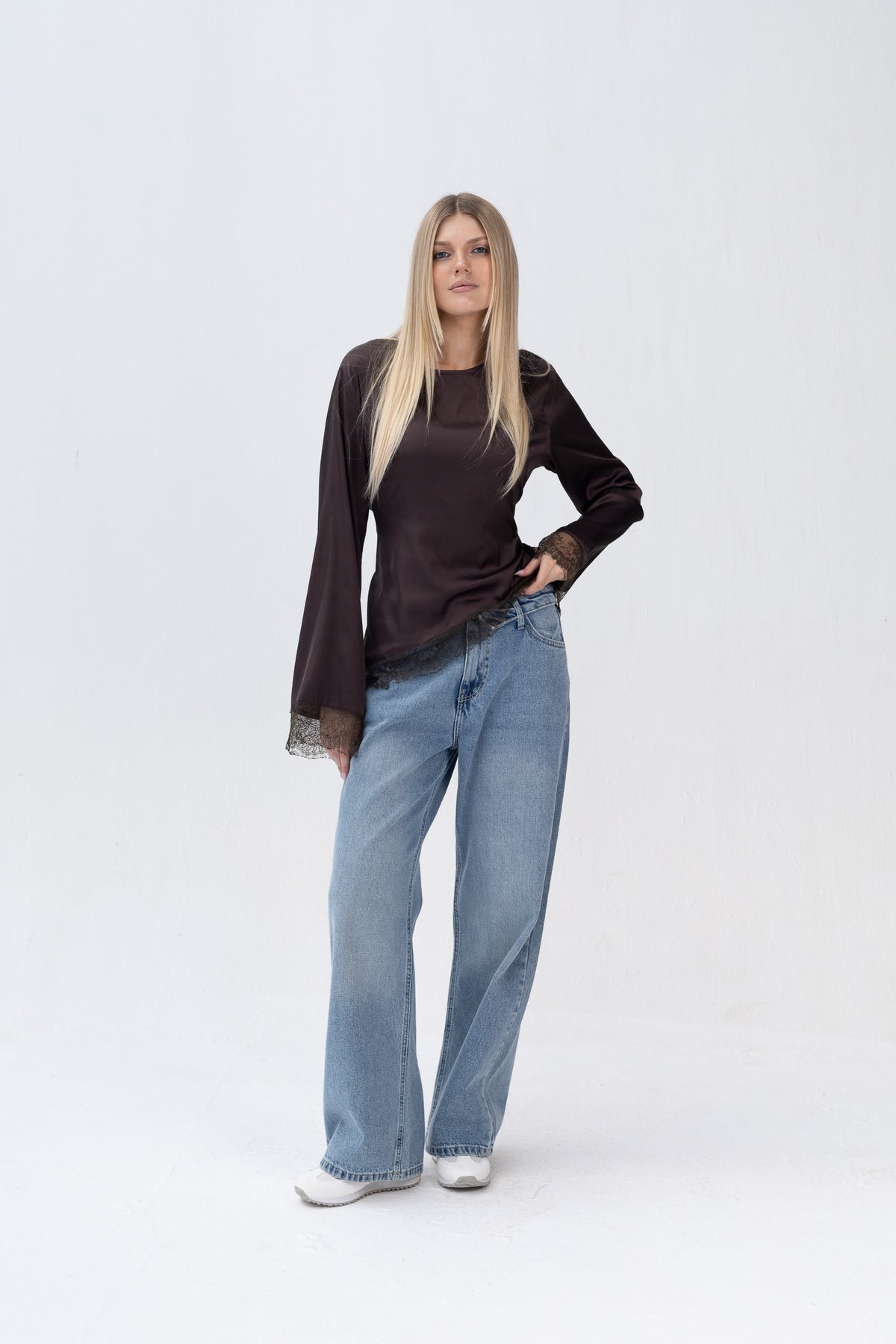Blouse Satin With Lace