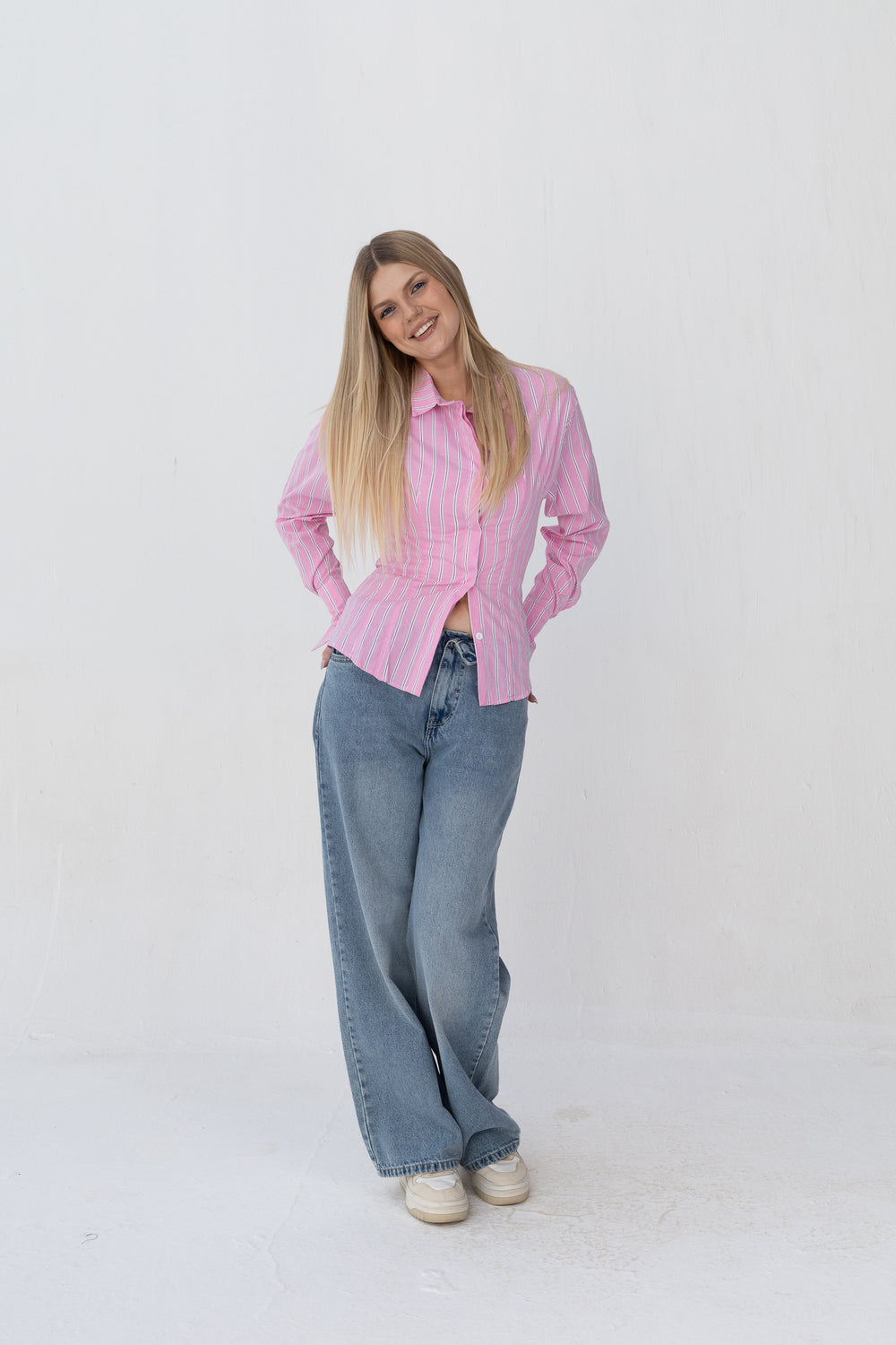 Bold Back Belt and Chest Pleats Shirt