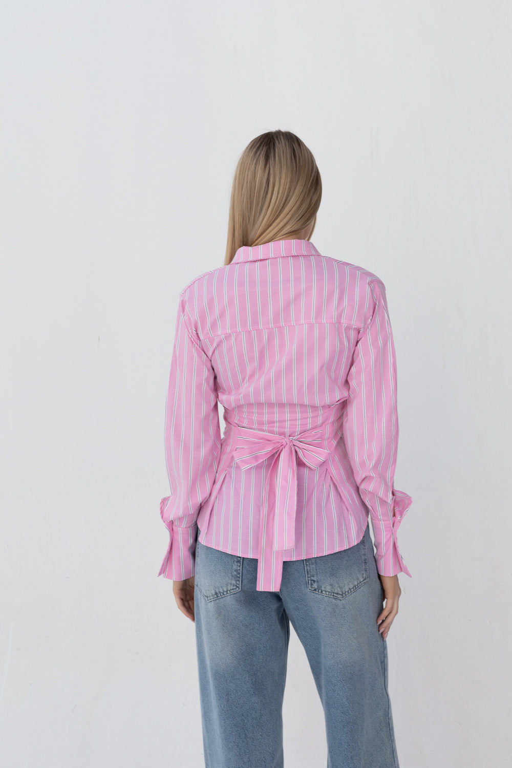 Bold Back Belt and Chest Pleats Shirt