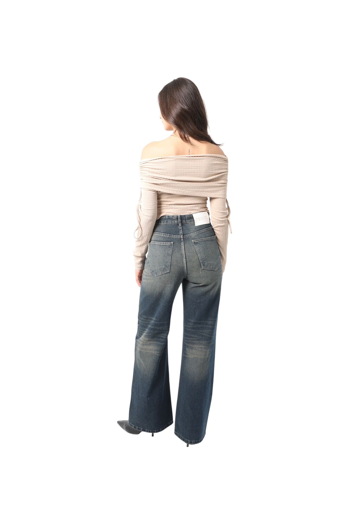 Crinkle Draped Shoulder Top