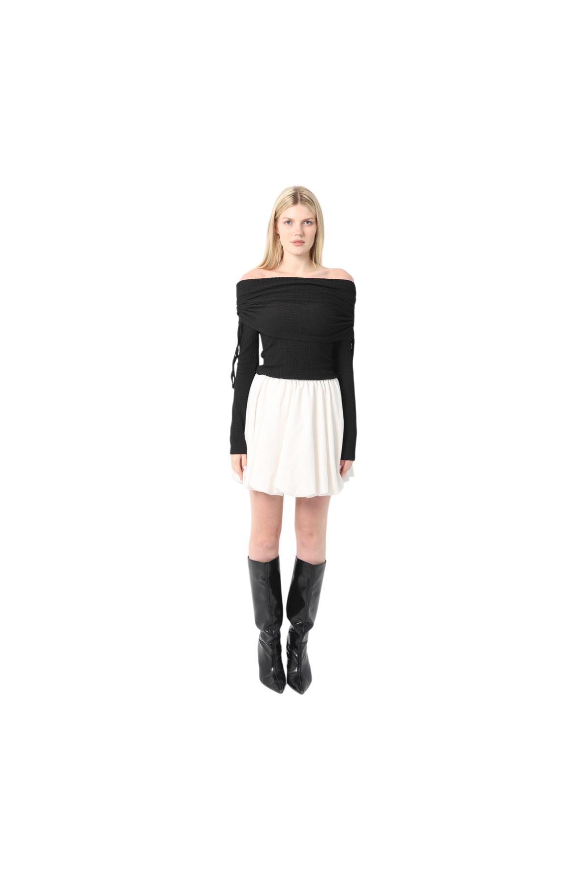 Crinkle Draped Shoulder Top