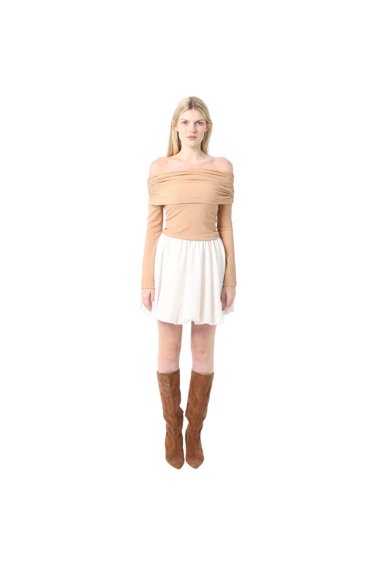 Crinkle Draped Shoulder Top