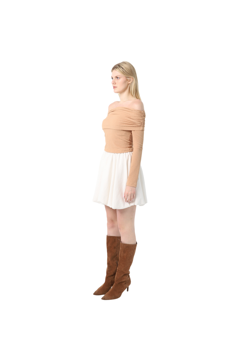 Crinkle Draped Shoulder Top