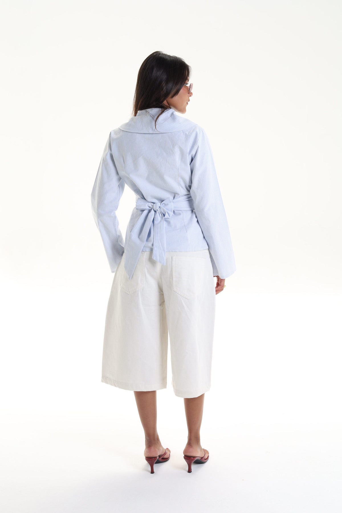 Pinstripe Wrap Blouse