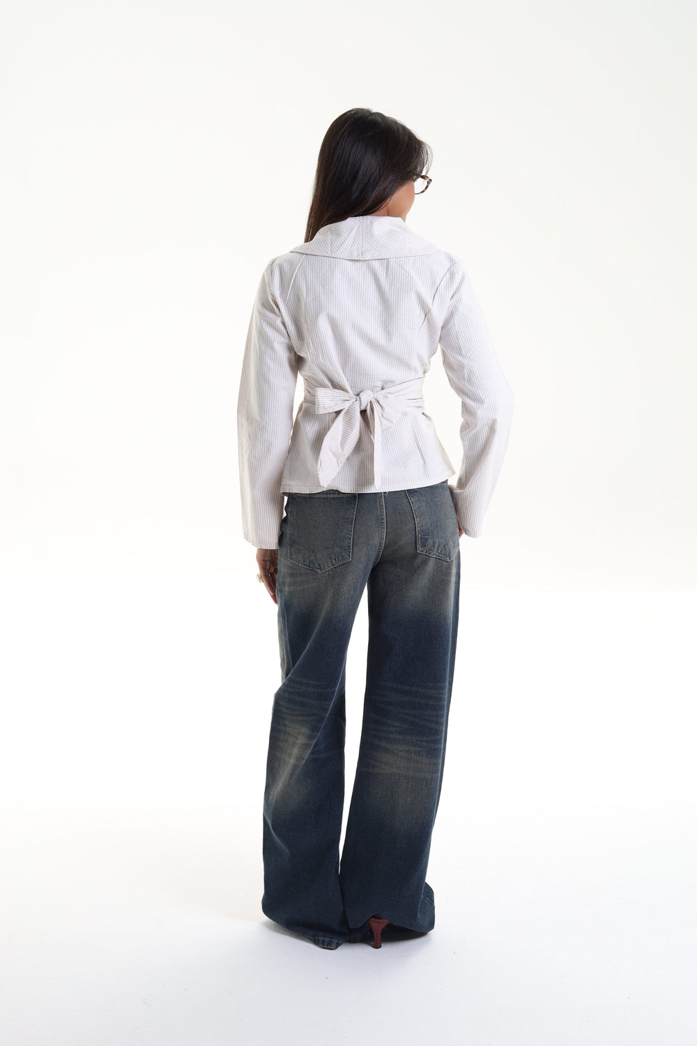 Pinstripe Wrap Blouse