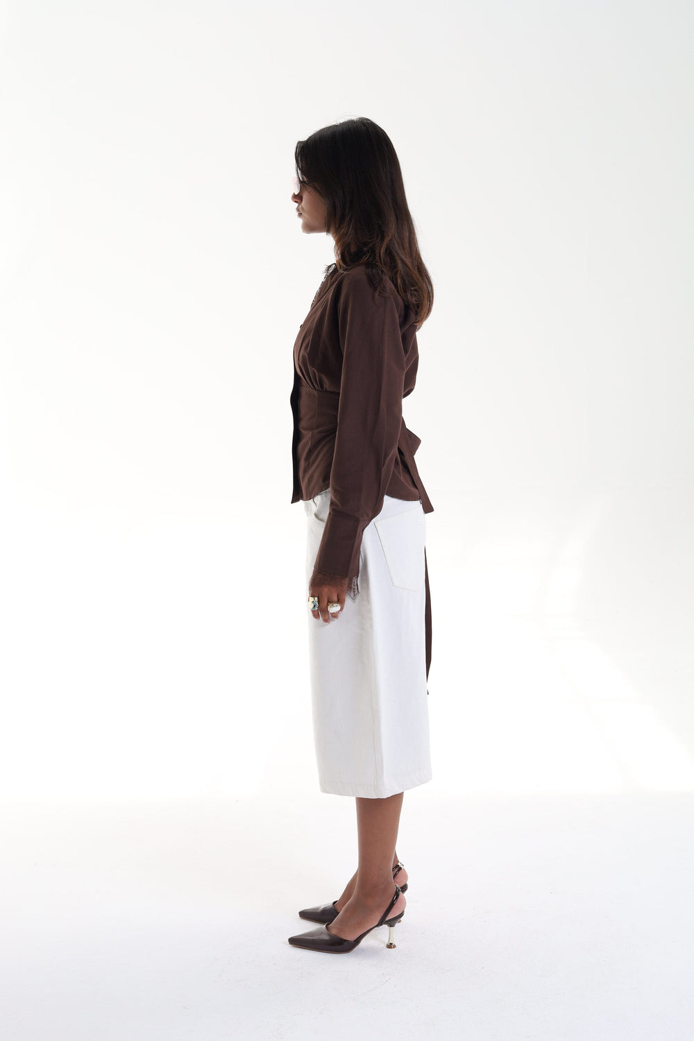Lace Trim Corset Blouse