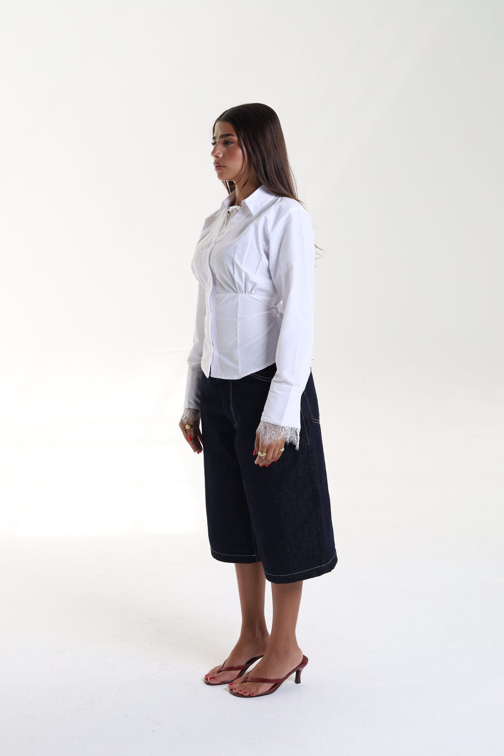 Lace Trim Corset Blouse