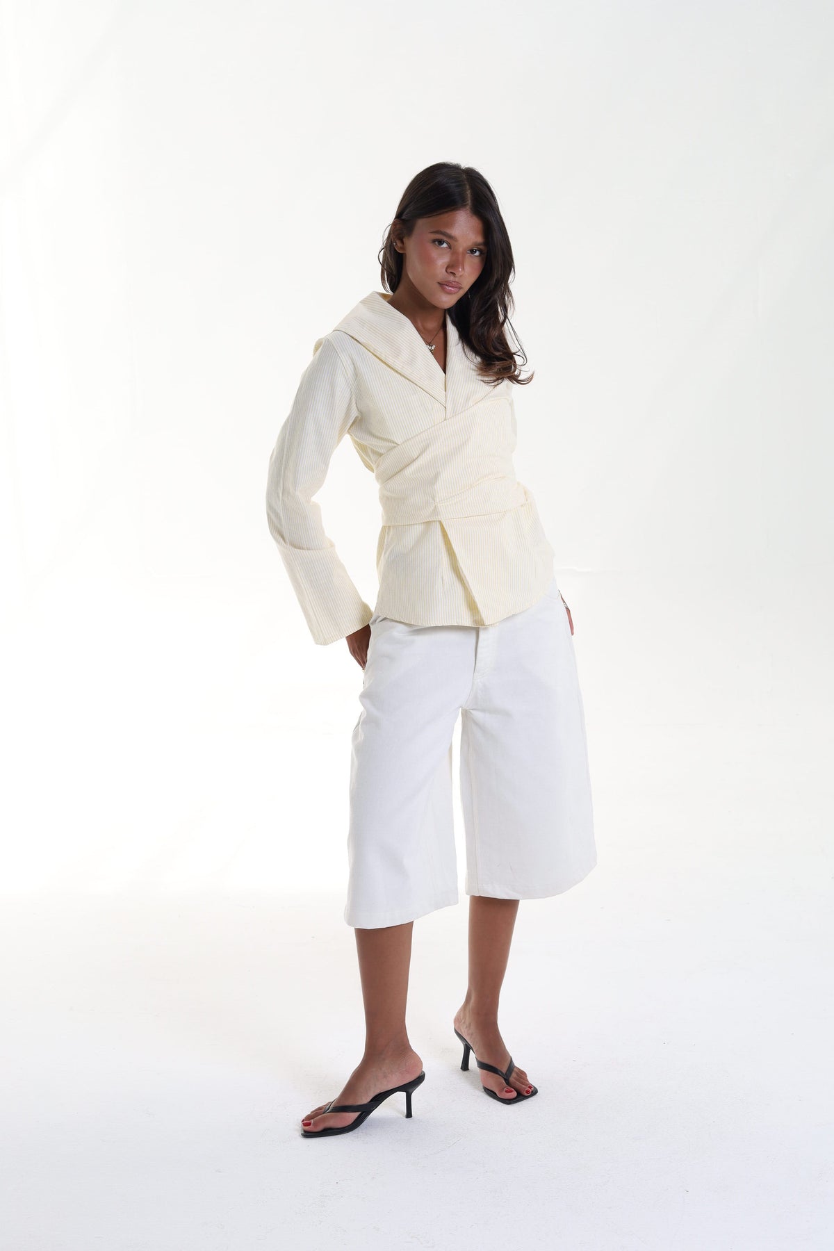 Pinstripe Wrap Blouse
