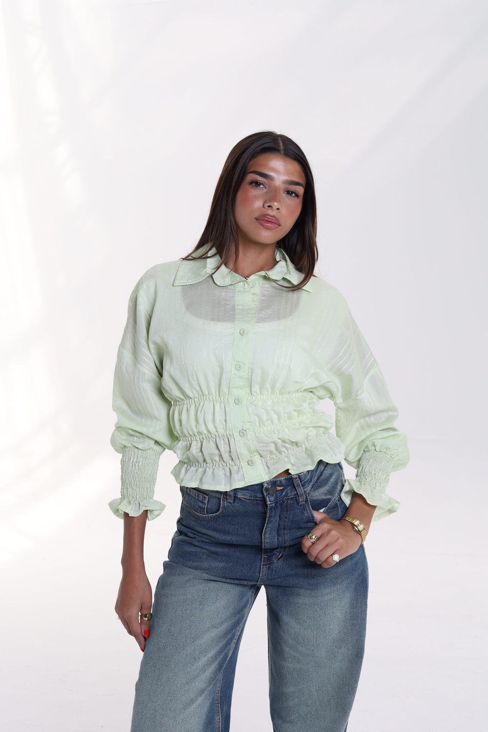 Smocked Waist & Cuff Blouse
