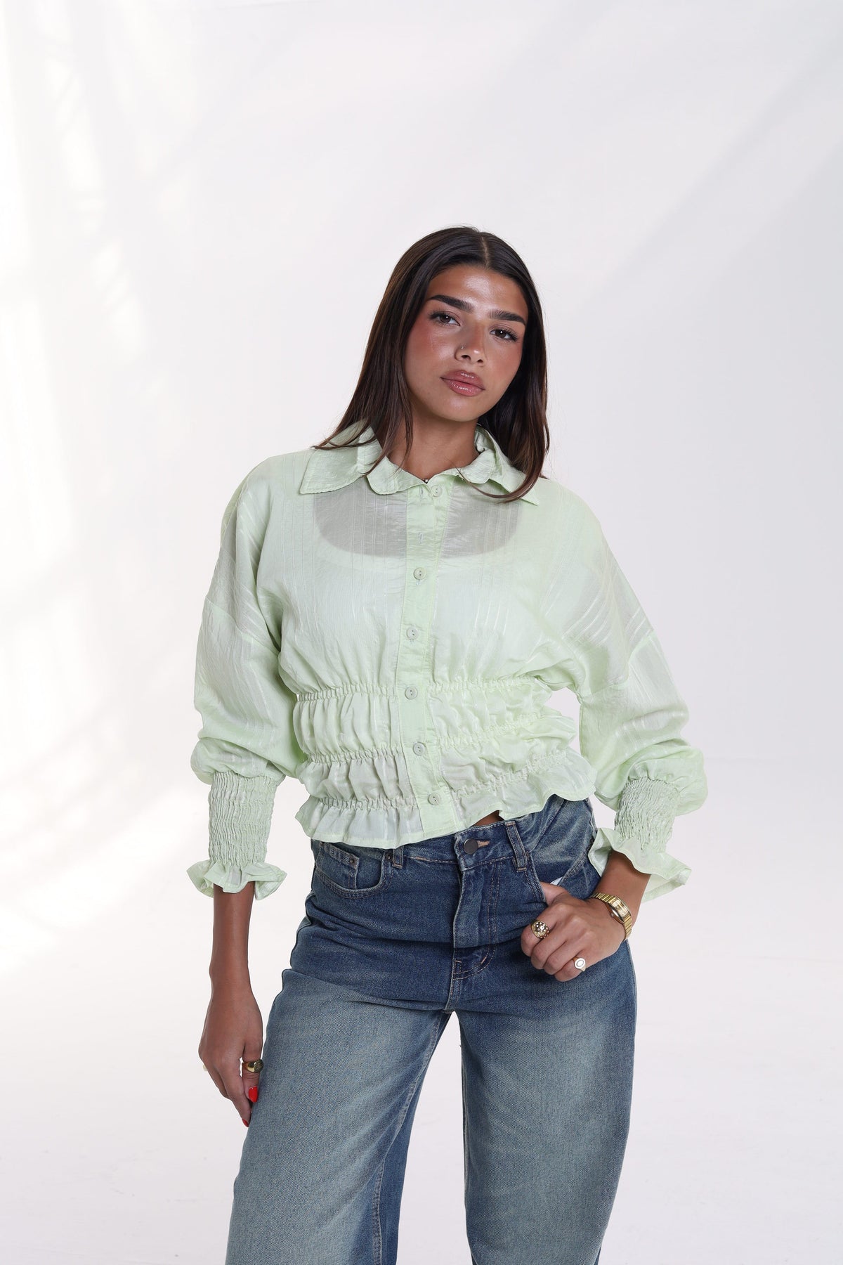 Smocked Waist & Cuff Blouse