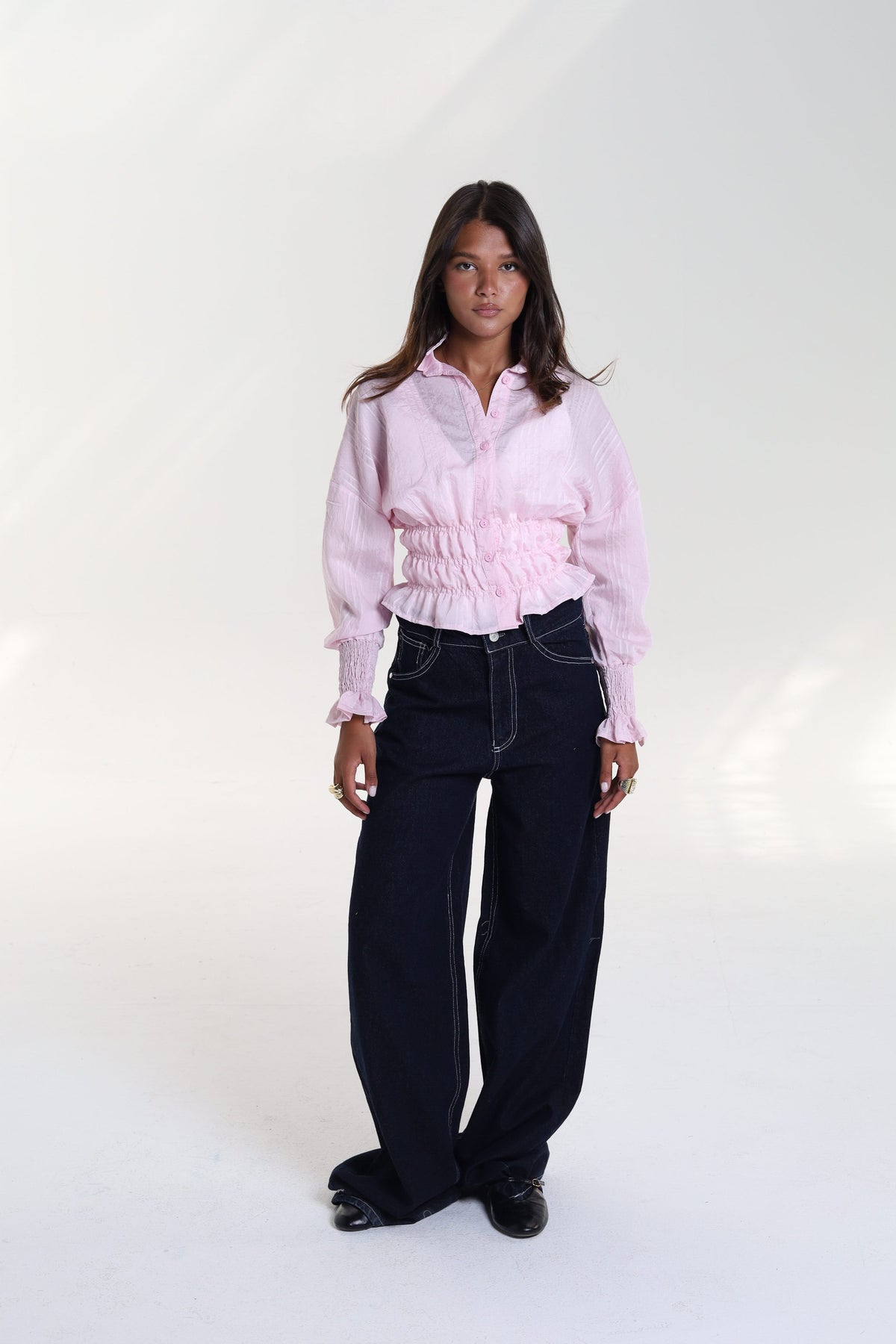Smocked Waist & Cuff Blouse