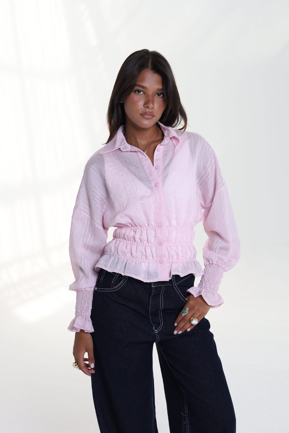 Smocked Waist & Cuff Blouse