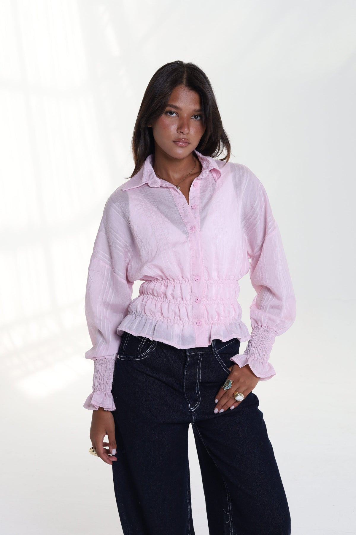 Smocked Waist & Cuff Blouse
