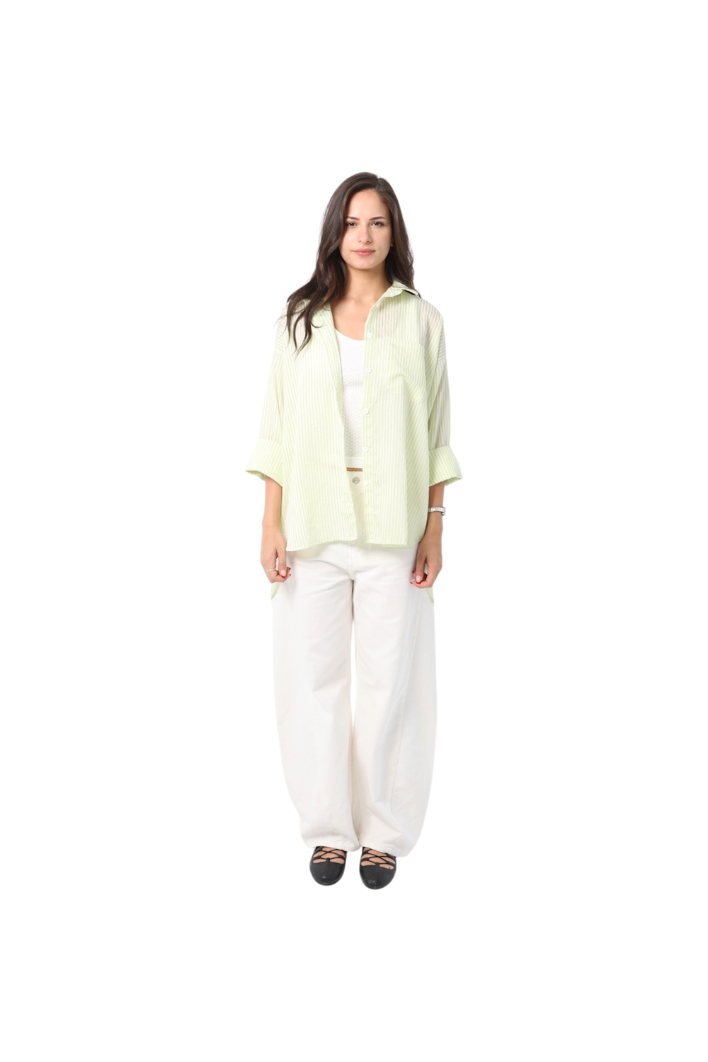Oversize Striped Sheer Shirt