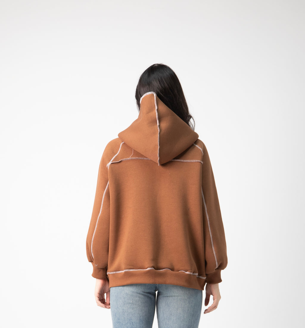 Melton jacket with white stitching