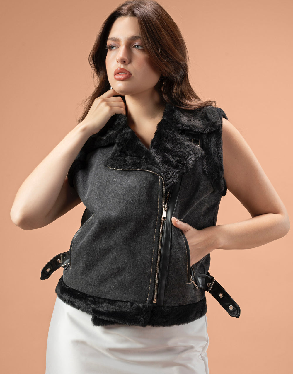 Denim Vest x Soft Fur