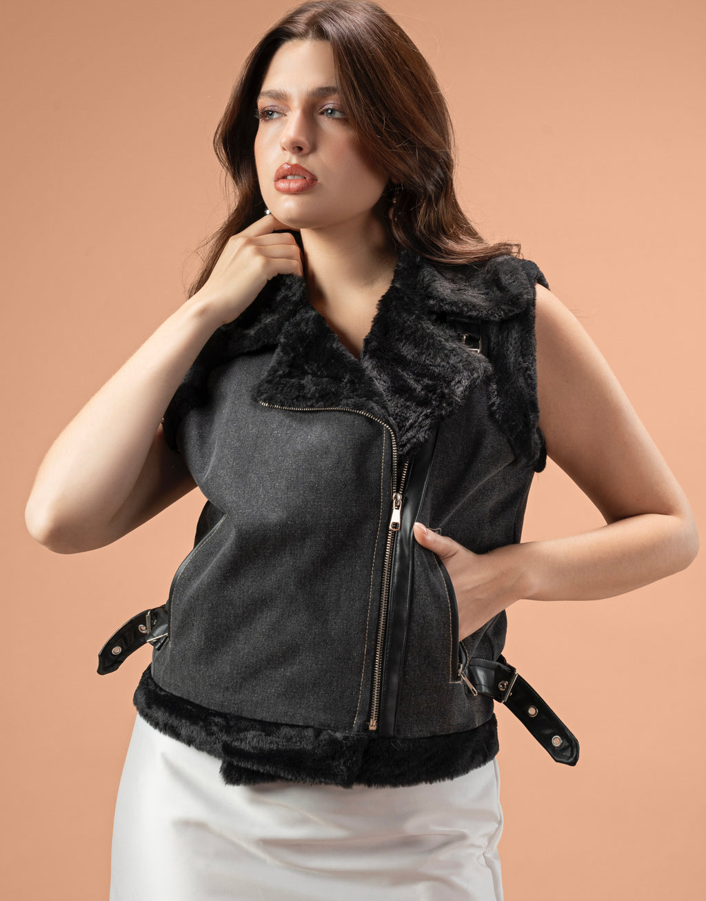 Denim Vest x Soft Fur