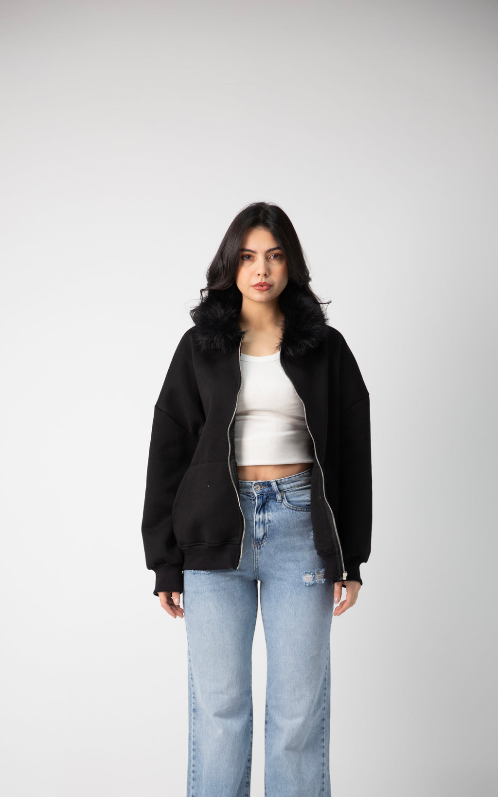 Melton fur hood jacket price