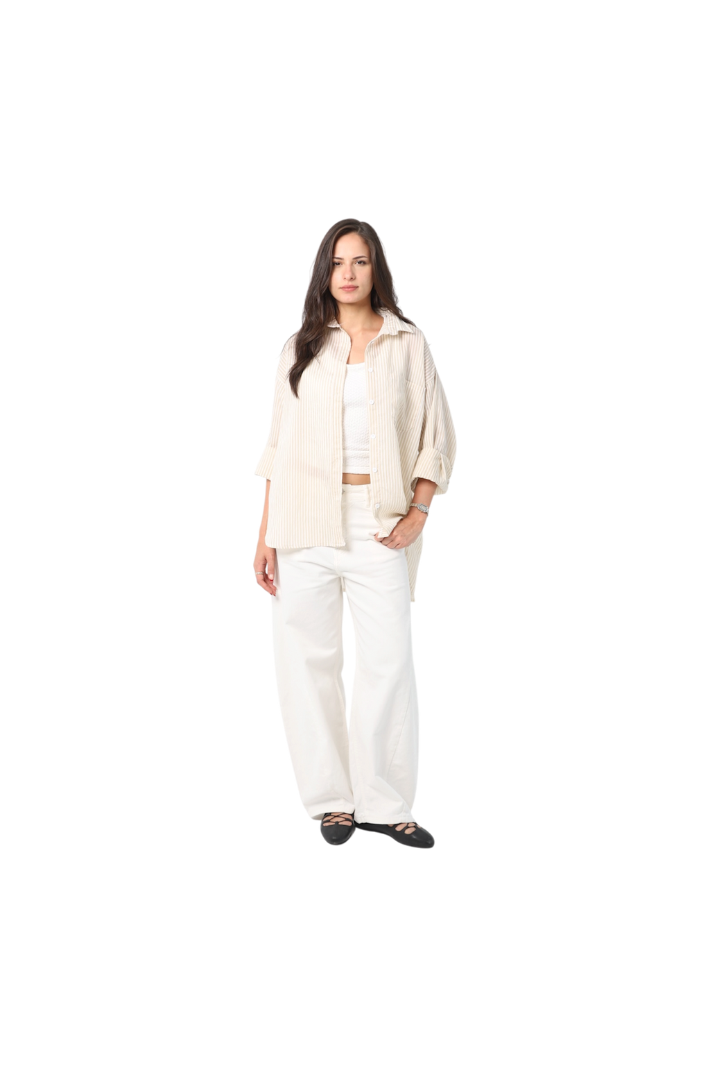 Oversize Striped Sheer Shirt