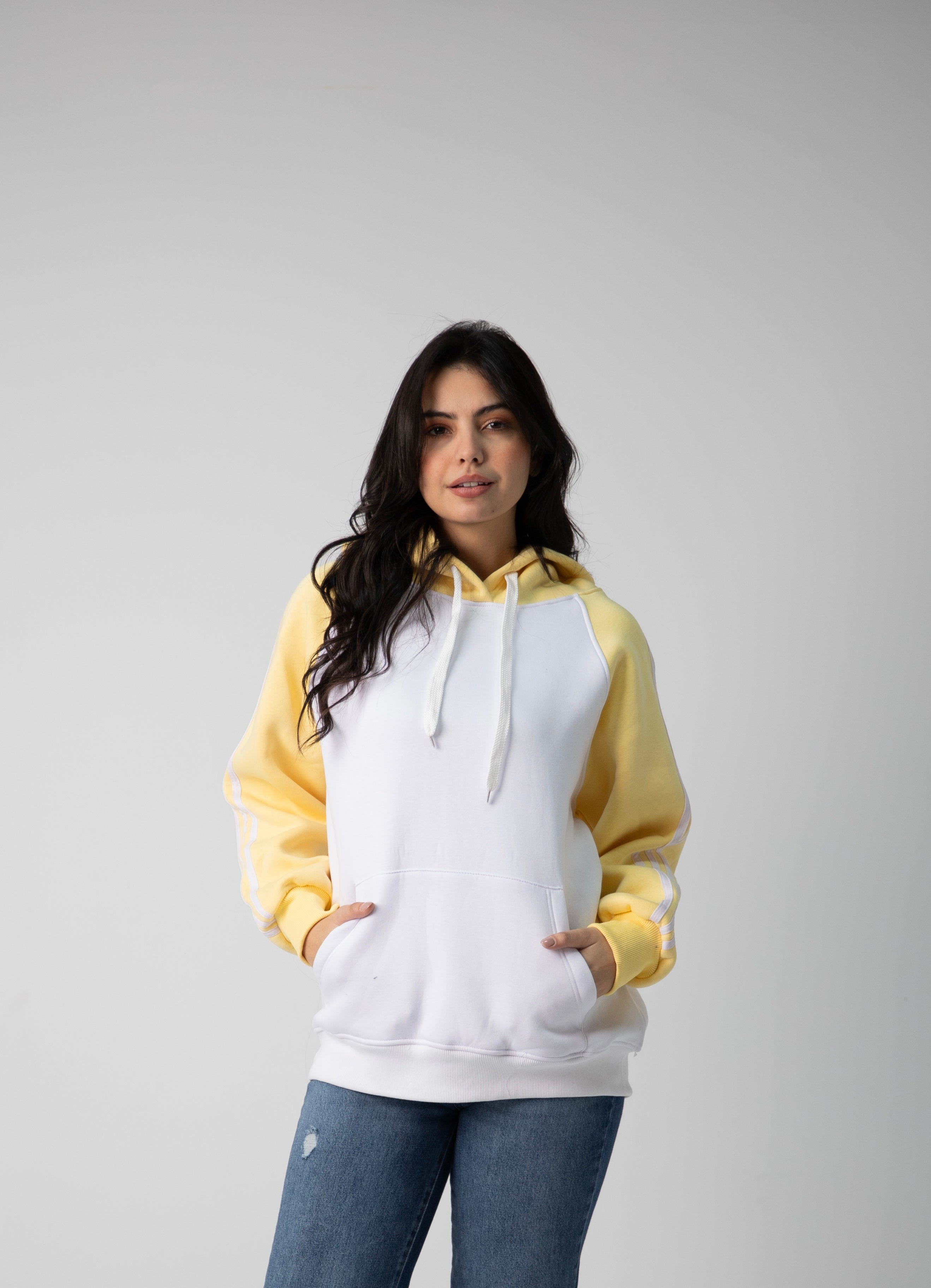 ‏melton Striped Sleeves hooded  price