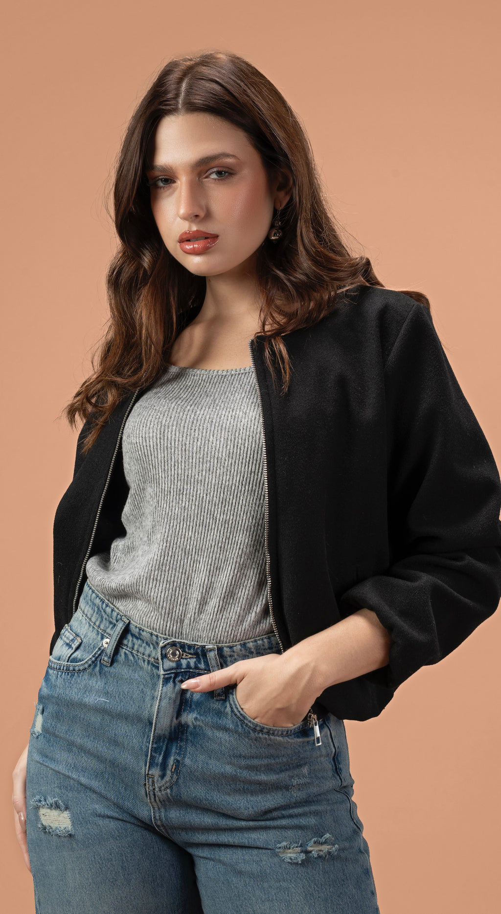 Broad cloth short jacket
