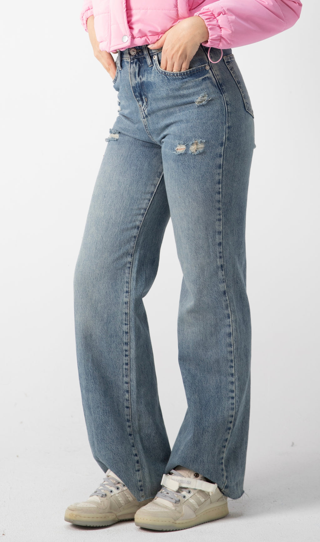 Straight fit washed denim