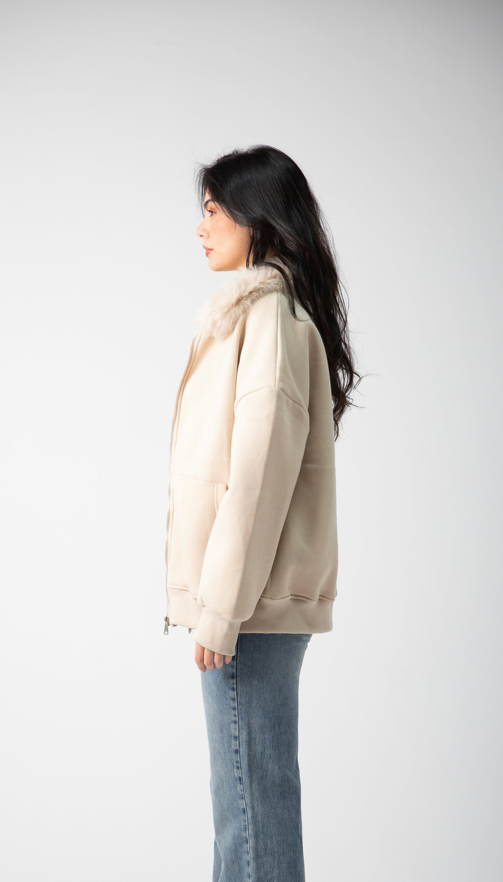 Melton fur hood jacket price