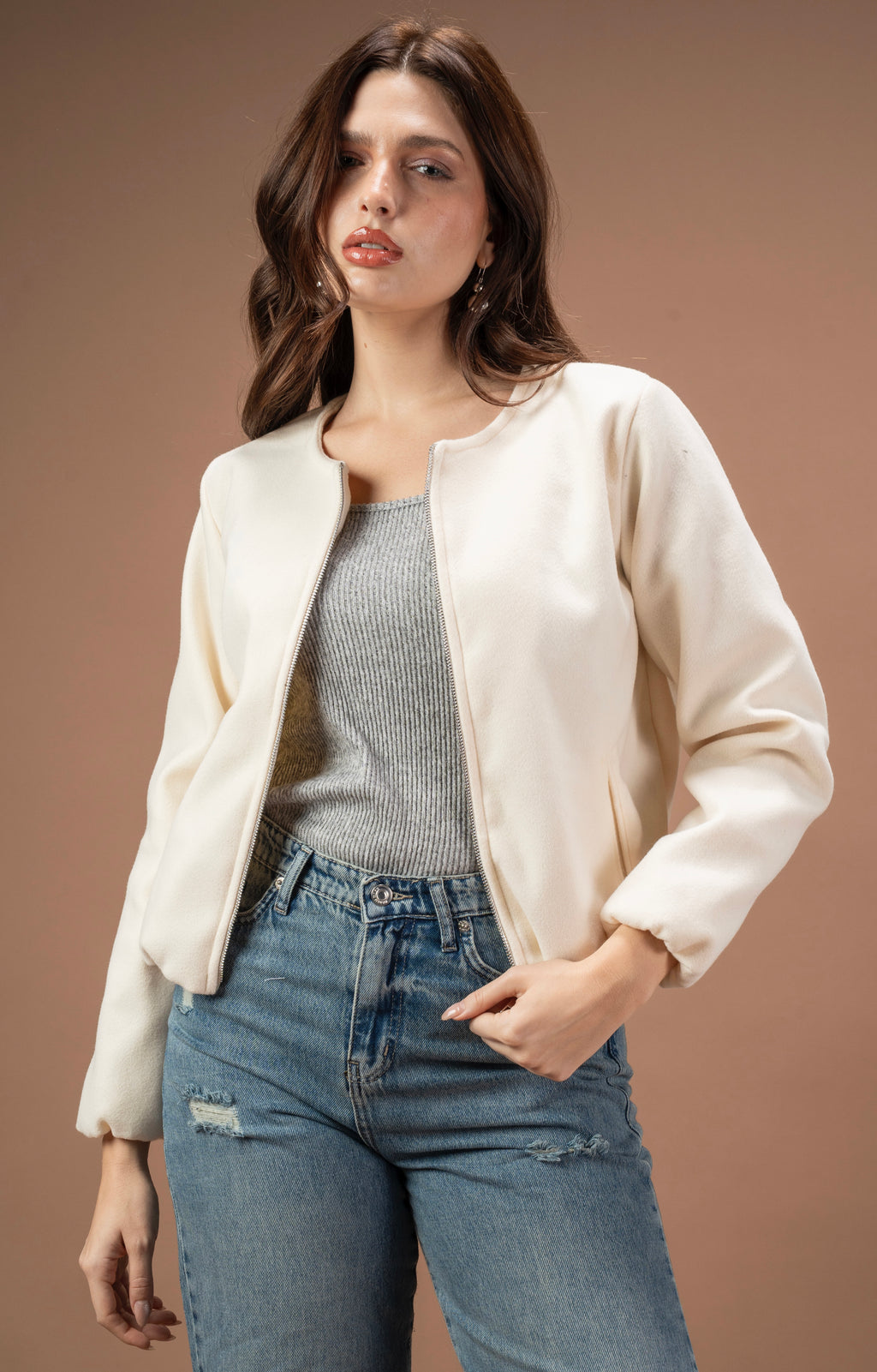 Broad cloth short jacket