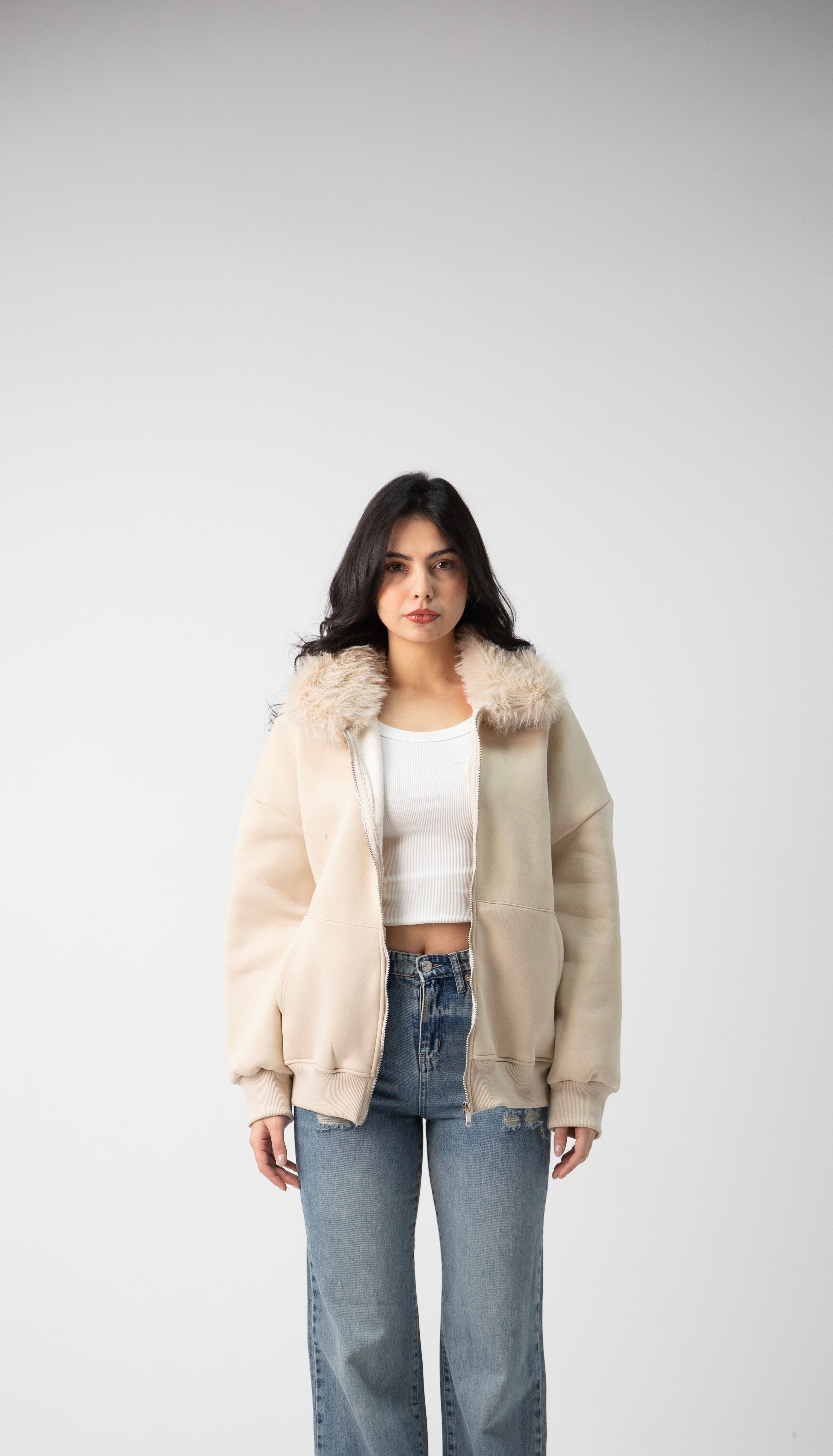 Melton fur hood jacket price