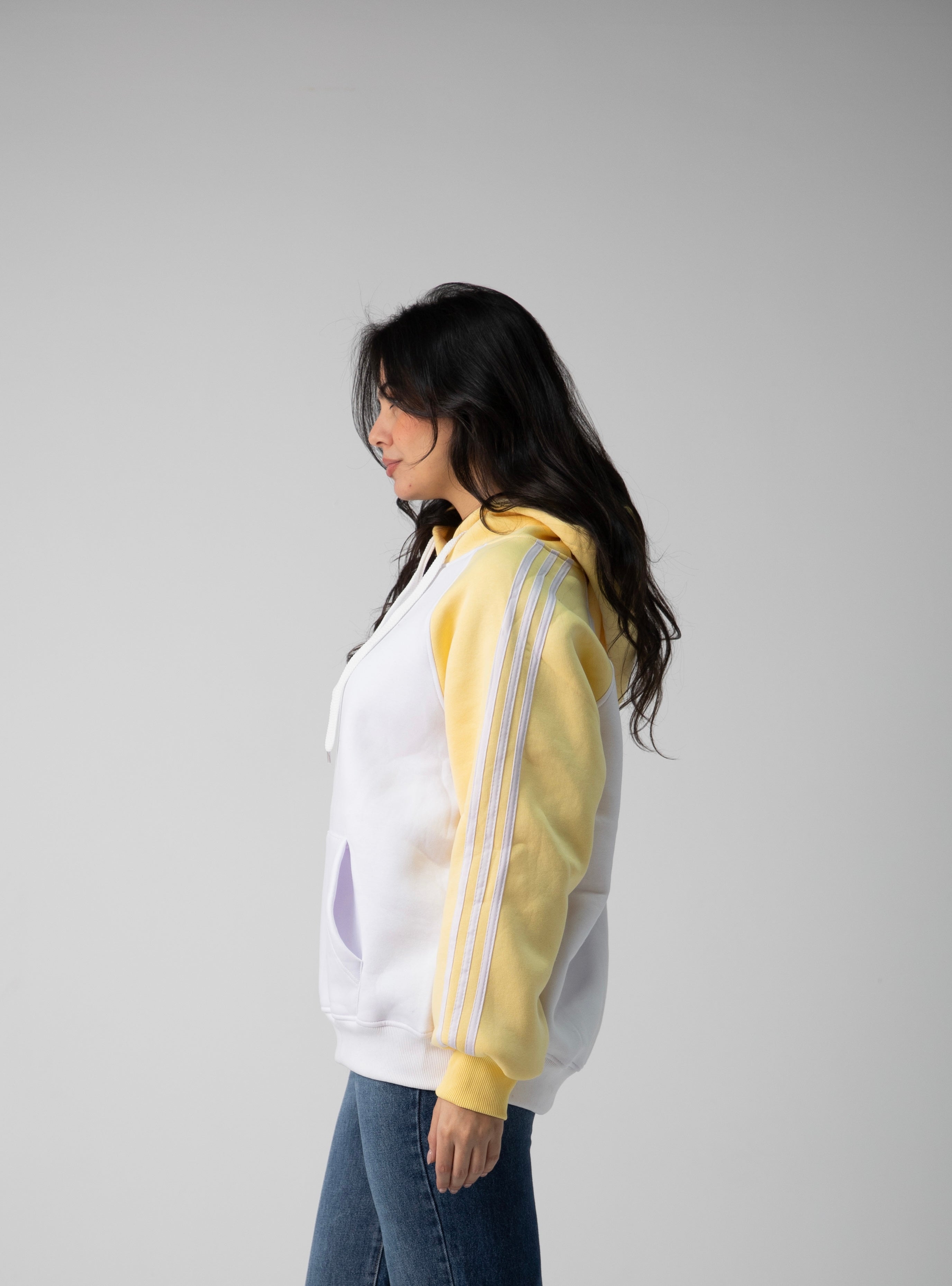 ‏melton Striped Sleeves hooded  price