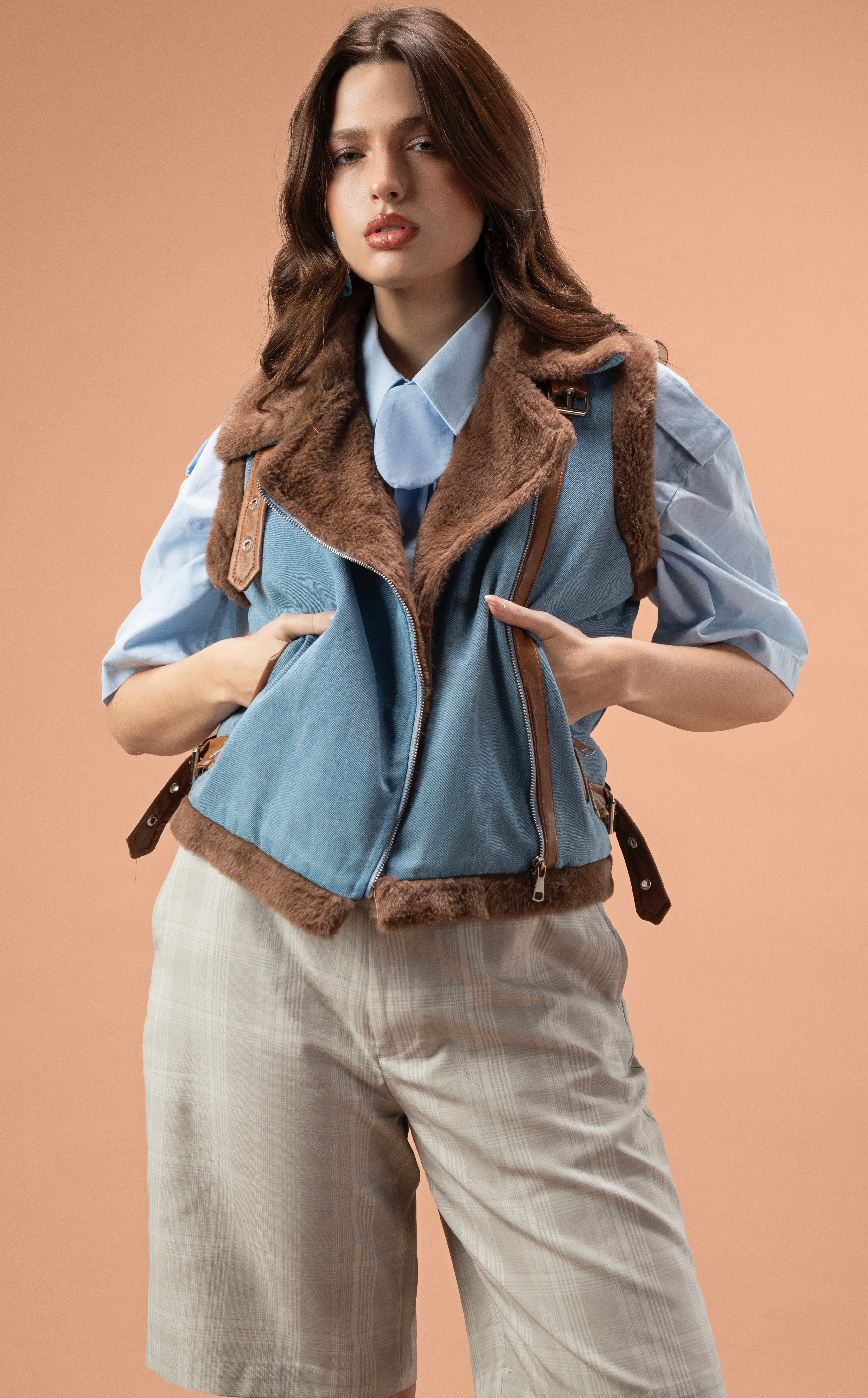 Denim Vest x Soft Fur