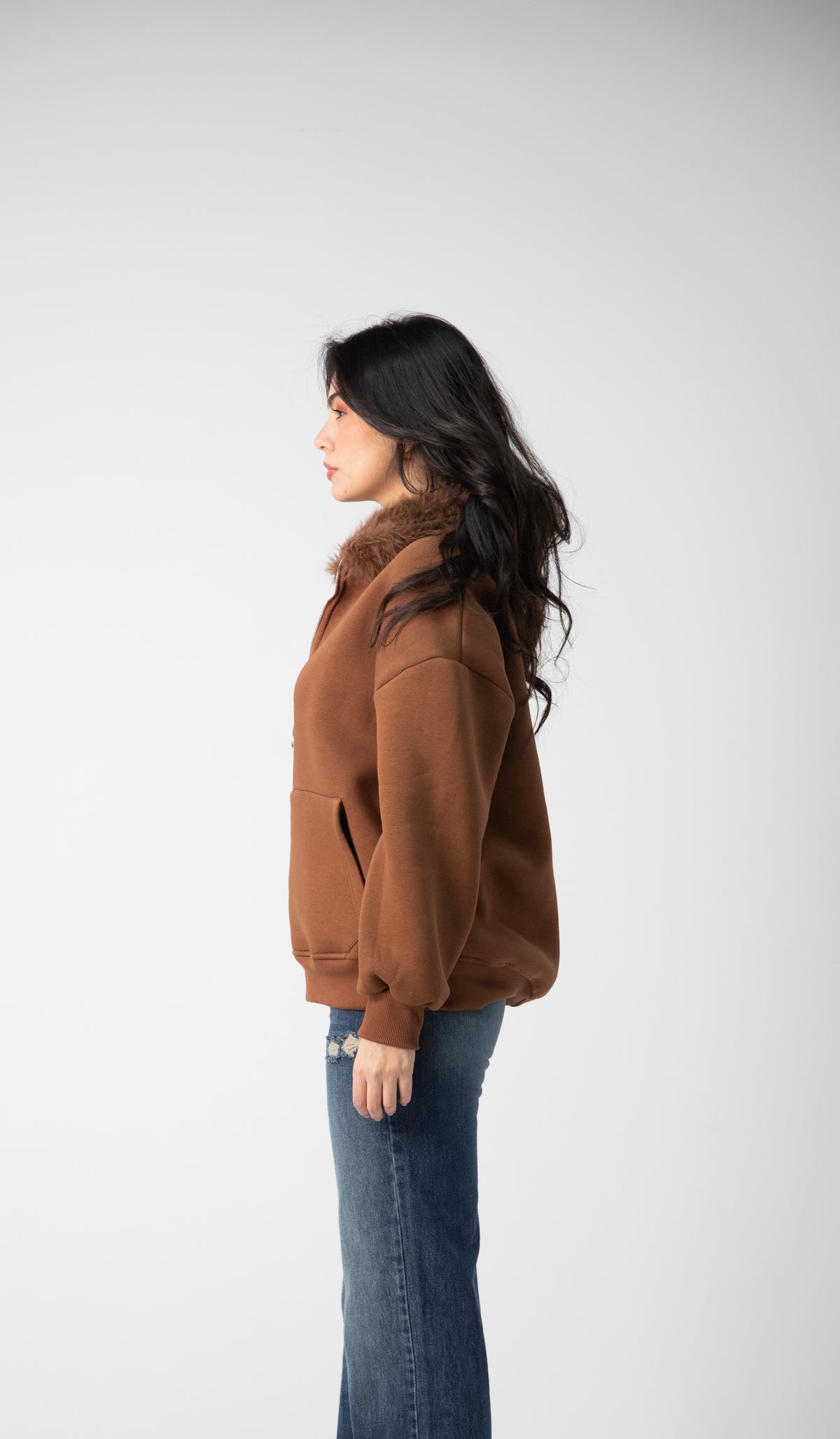 Melton fur hood jacket price