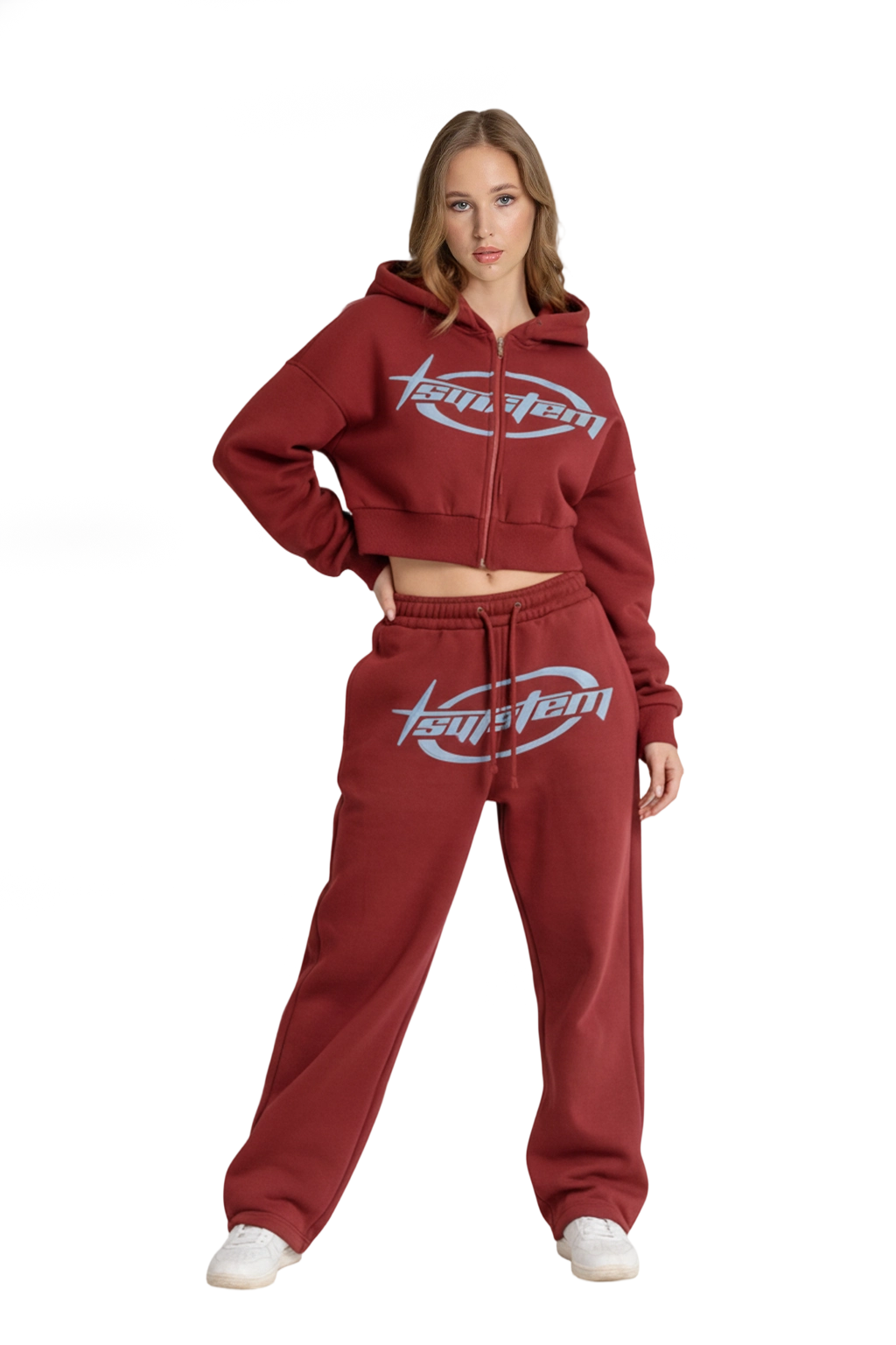 Suit with denim letters