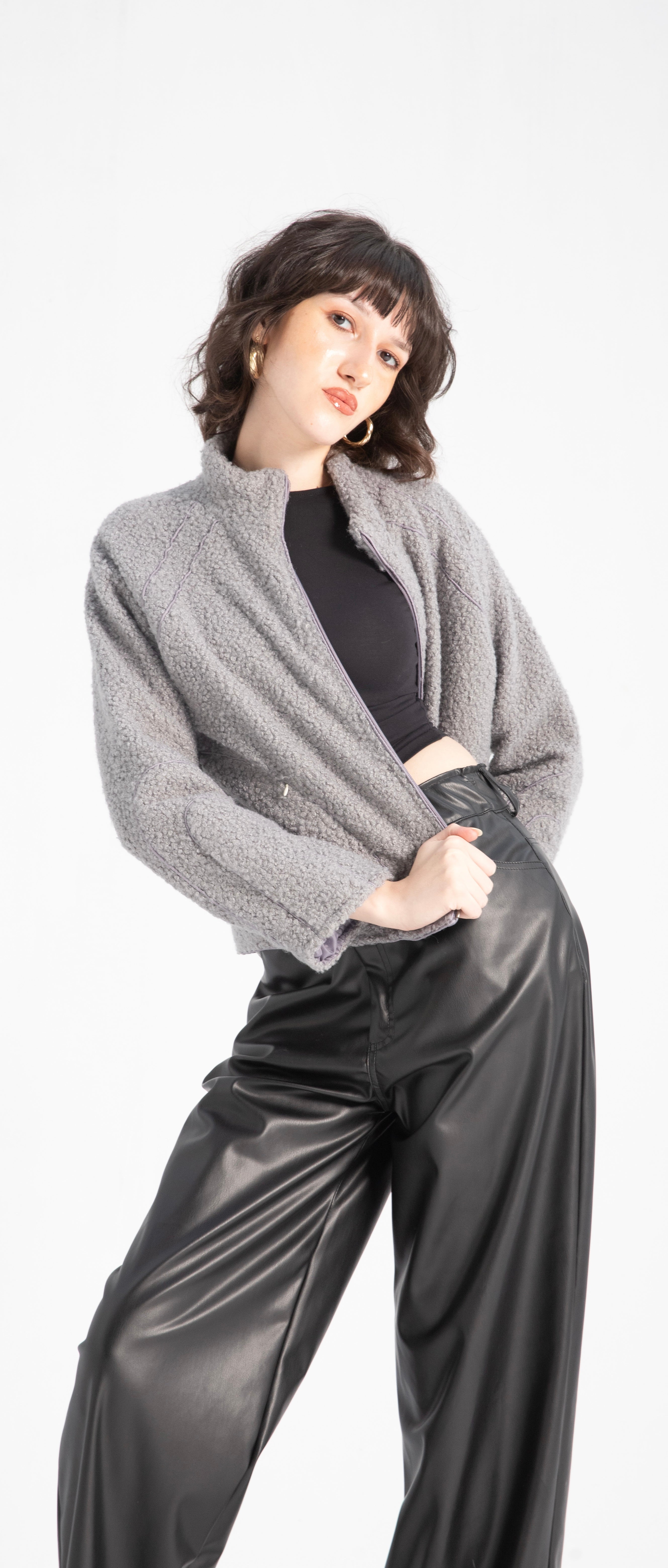 Sherpa fleece zip jacket