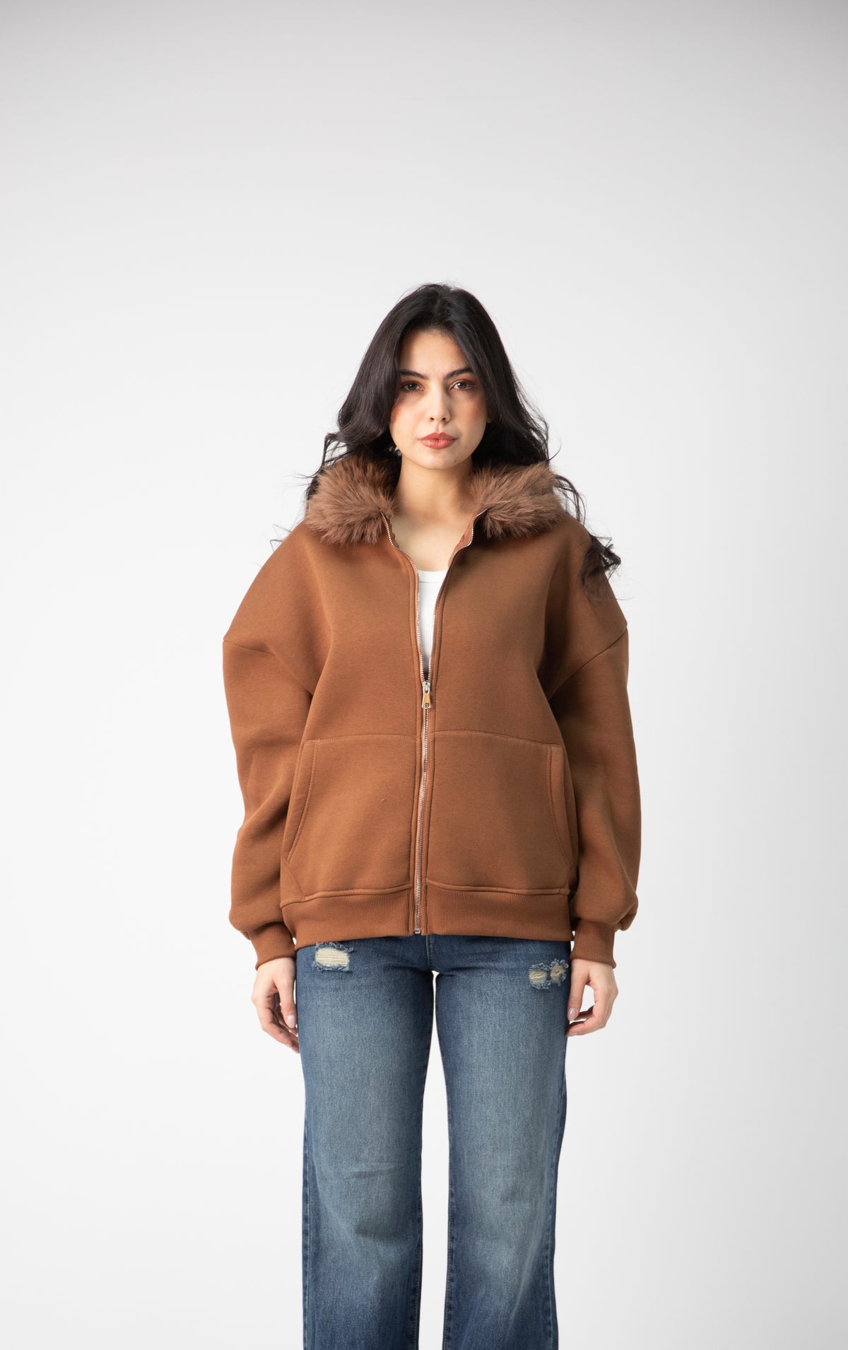 Melton fur hood jacket price