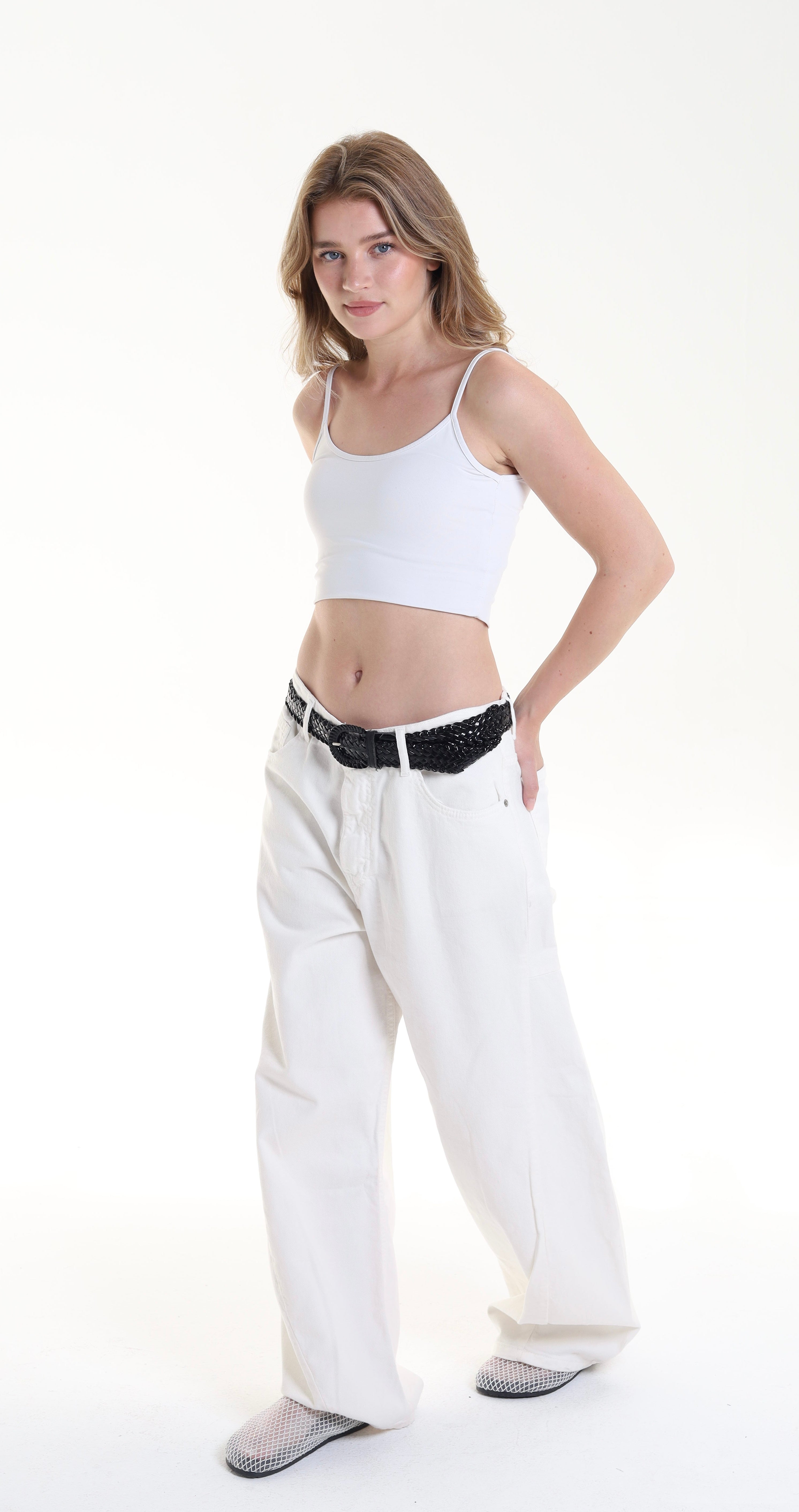 Denim front cut offwhite Pant