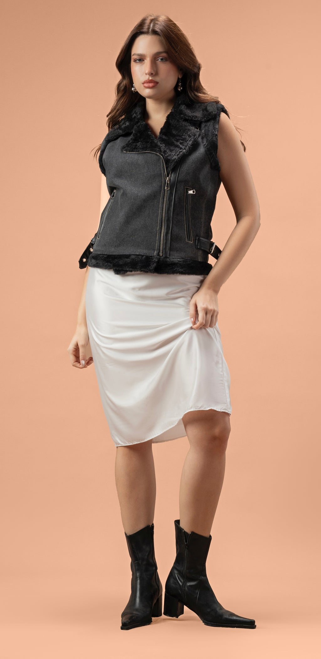 Denim Vest x Soft Fur