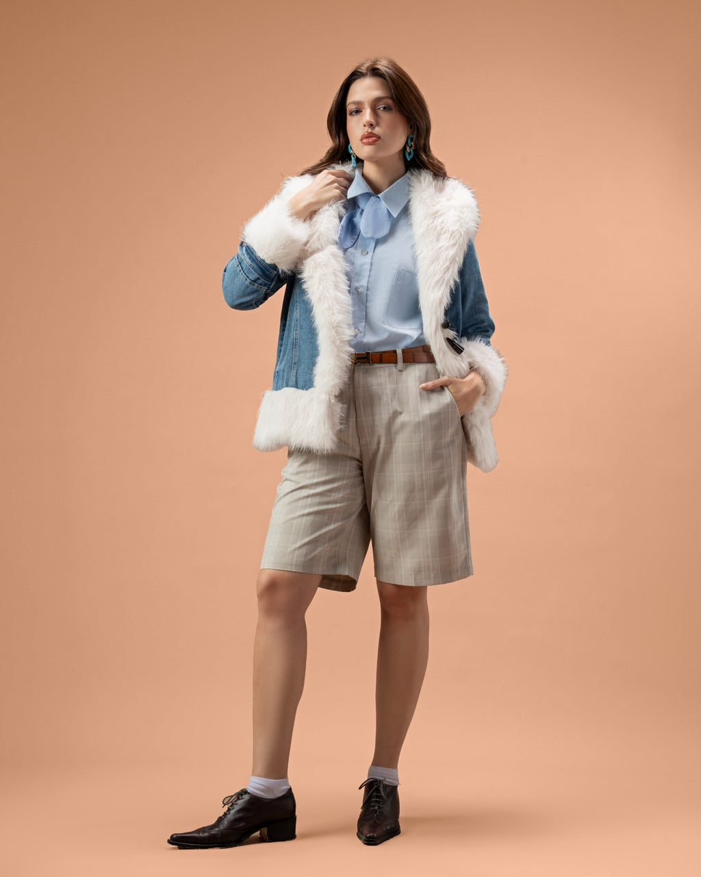 Denim Jacket with Fox Fur
