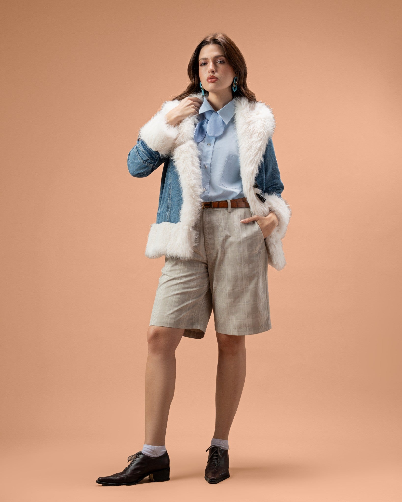 Denim Jacket with Fox Fur